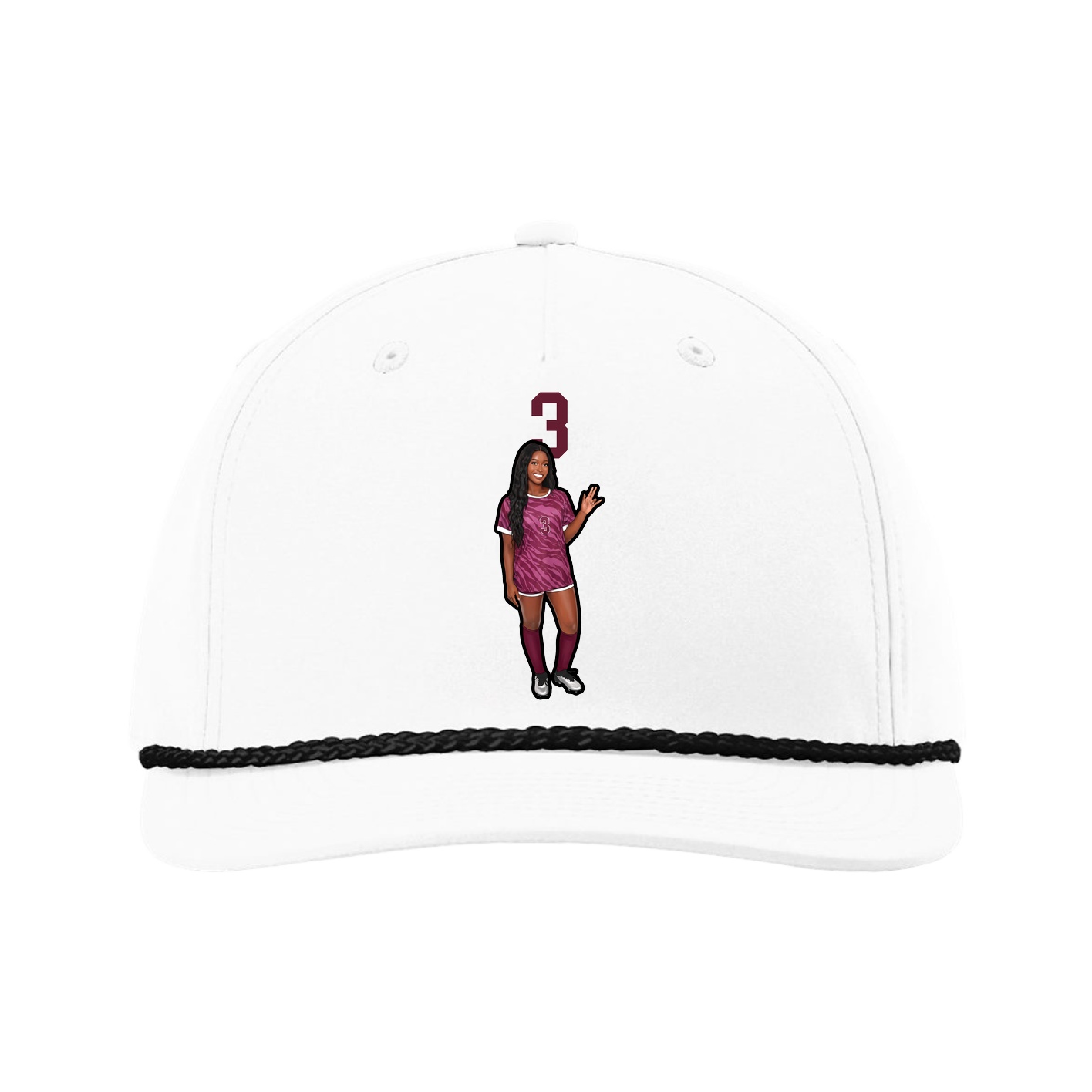 Five-Panel Classic Rope Cap — Number Top in White