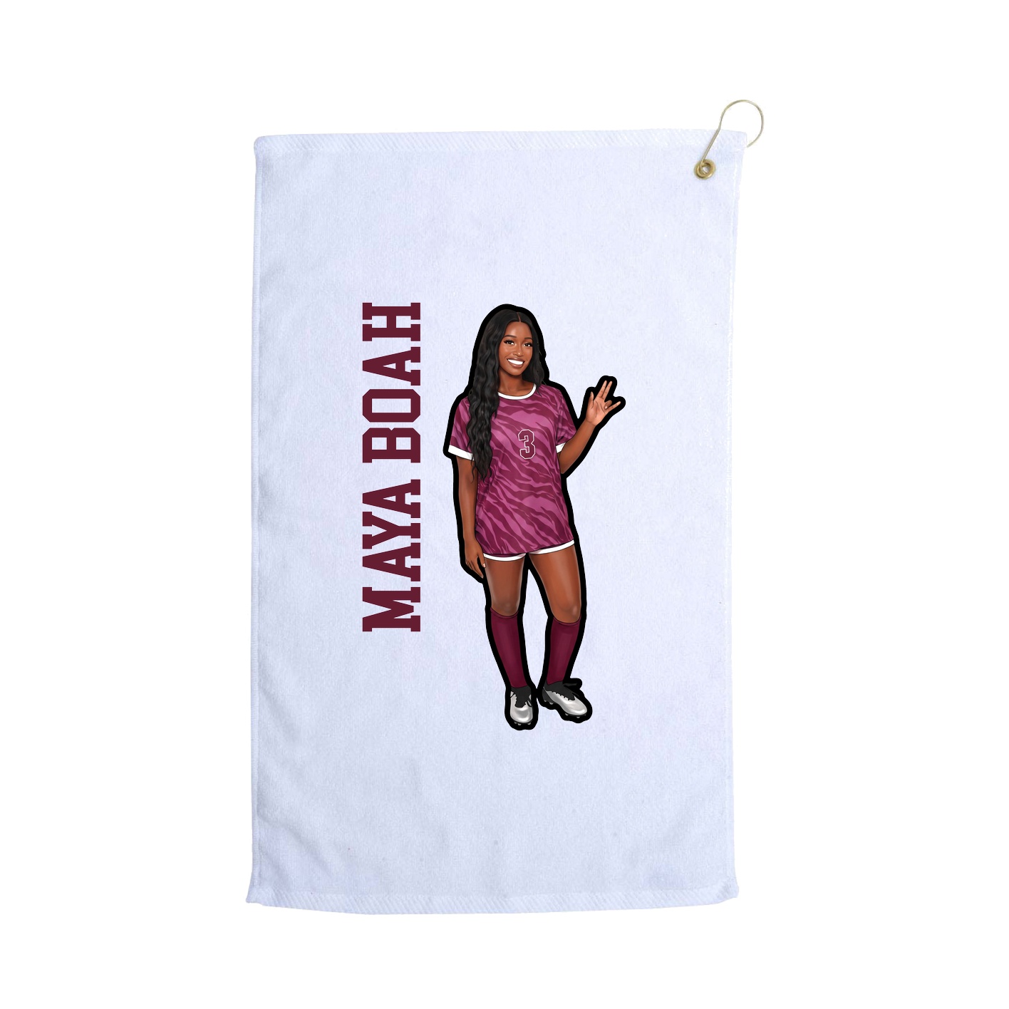 Golf Towel — Name Vertical in White