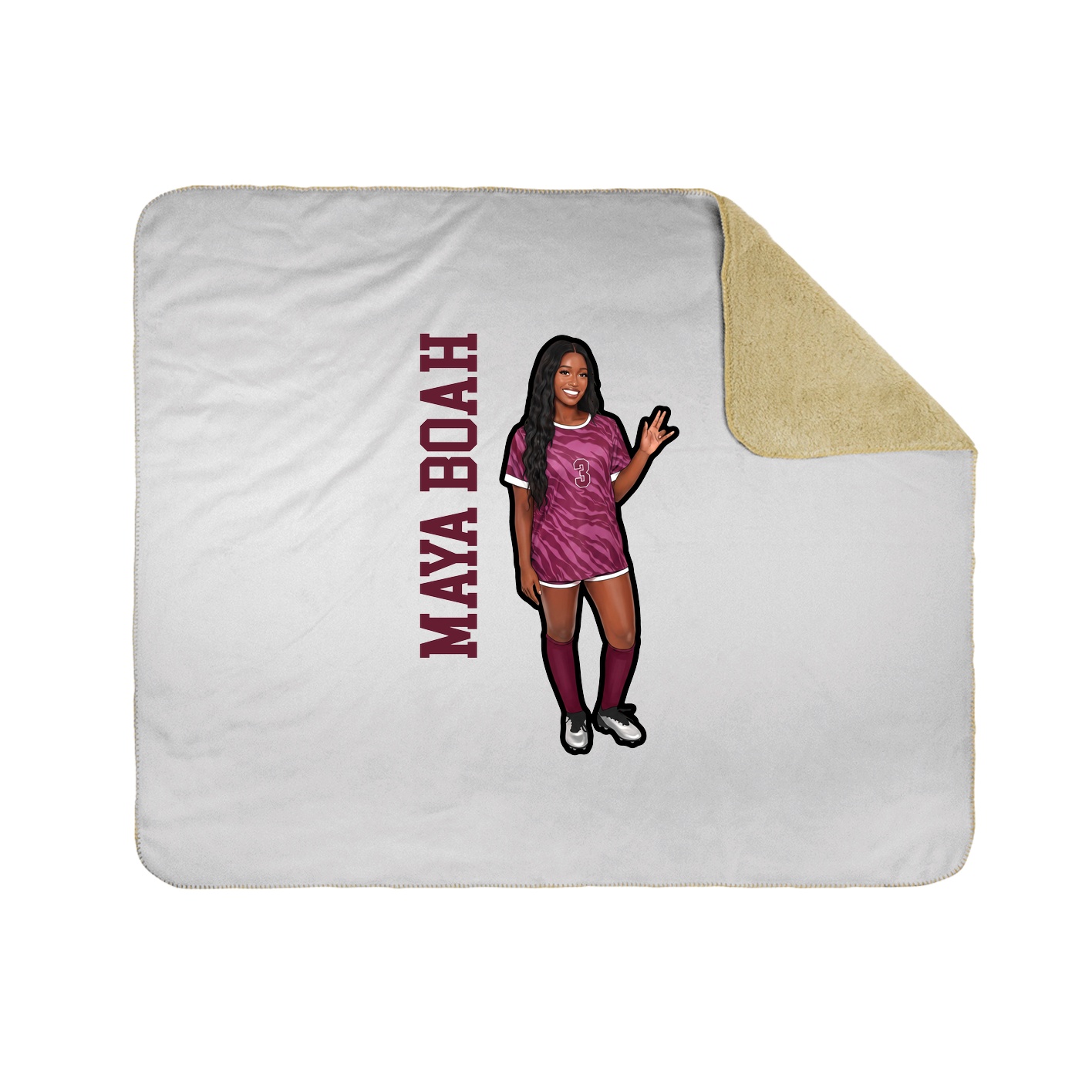 Throw Blanket — Name Vertical in White