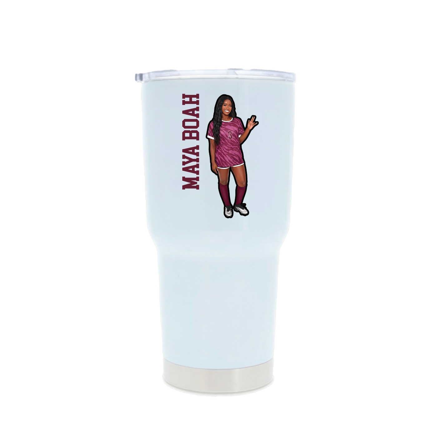 30oz Stainless Steel Tumbler — Name Vertical in White