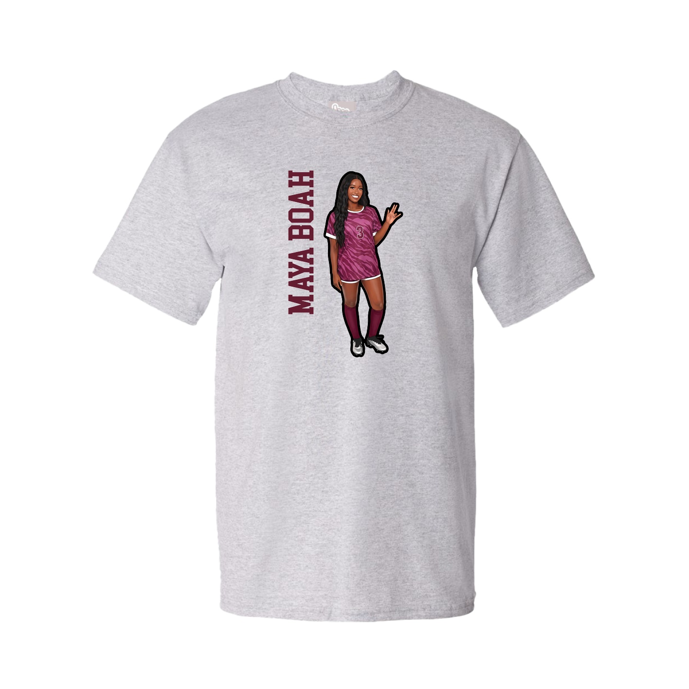 Youth Tee — Name Vertical in Grey