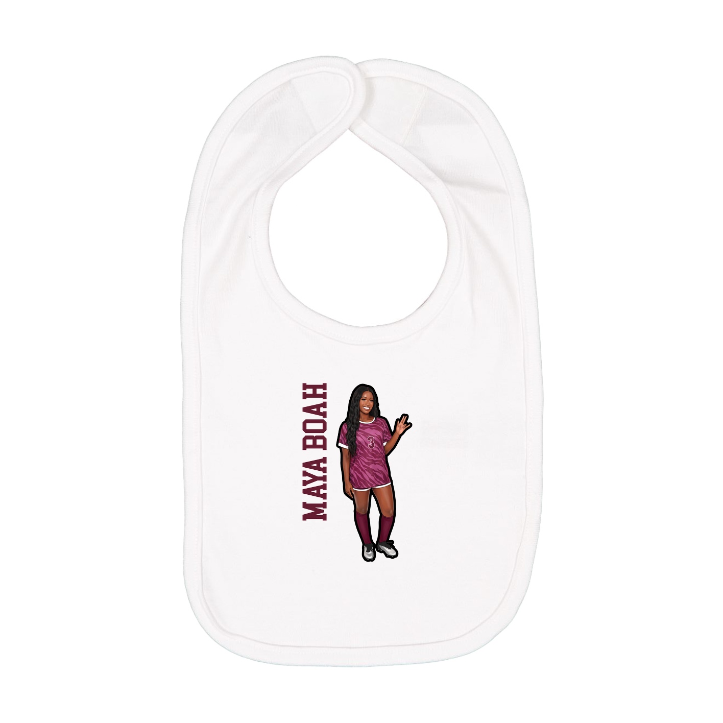 Infant Bib — Name Vertical in White