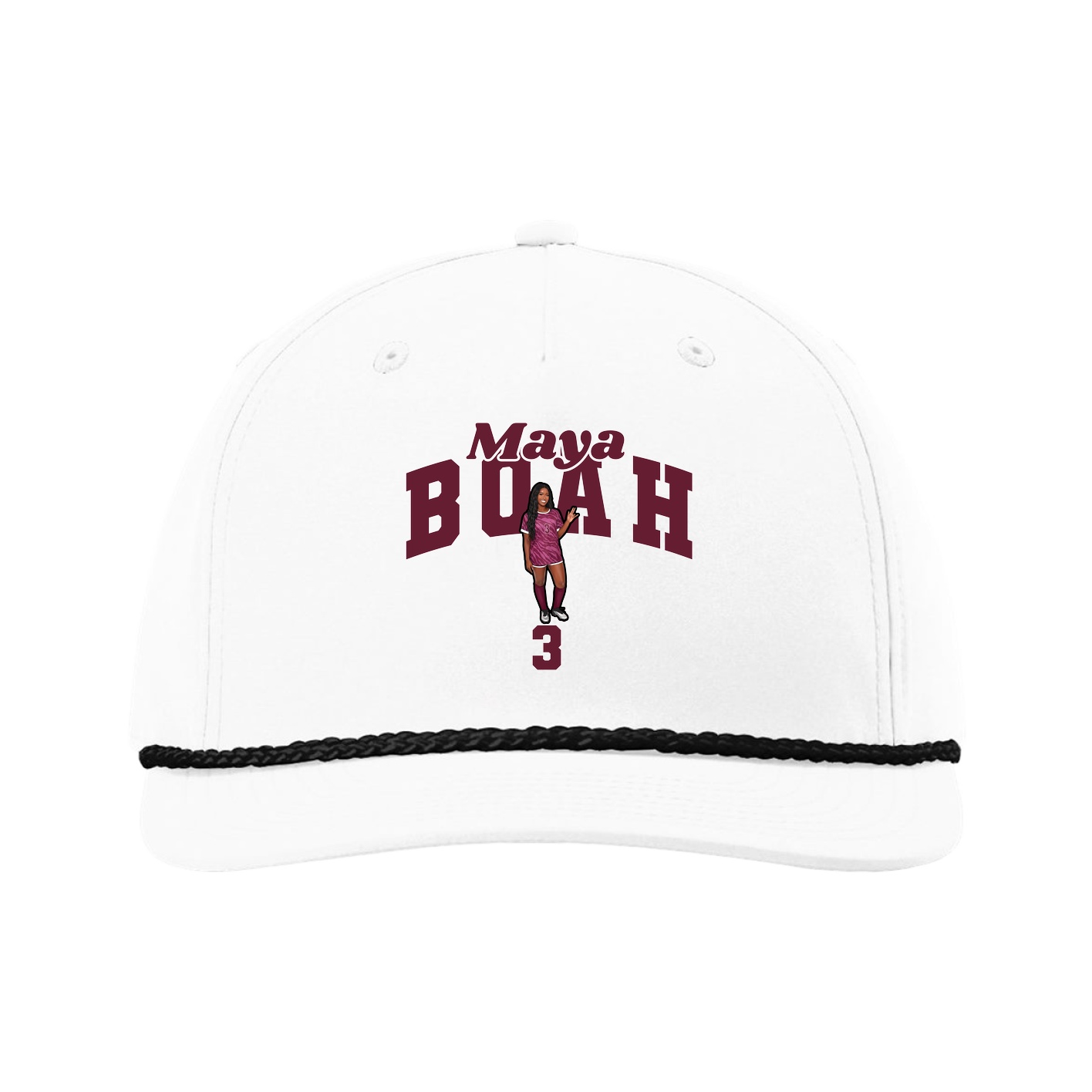 Five-Panel Classic Rope Cap — Signature Arch in White