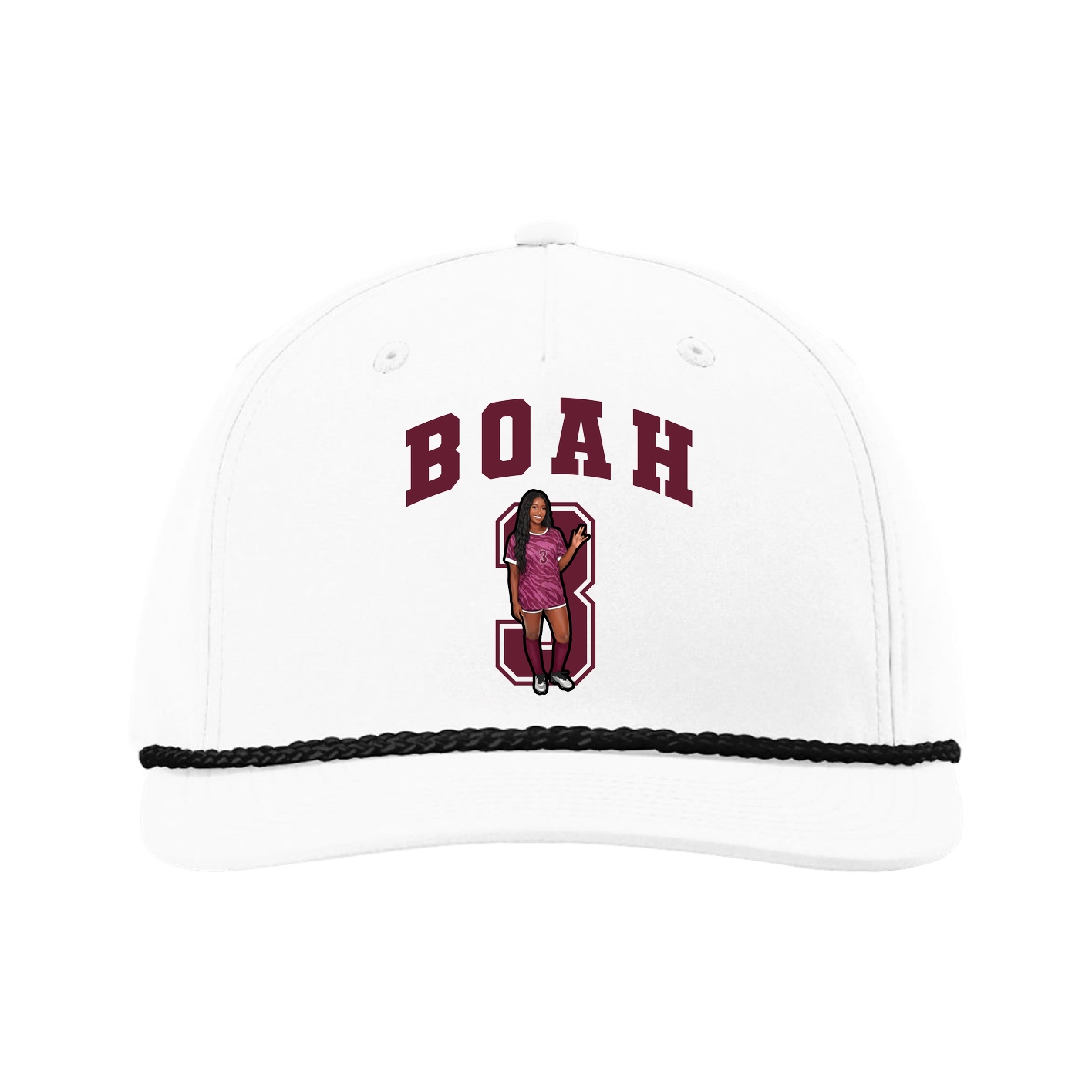 Five-Panel Classic Rope Cap — Number in White
