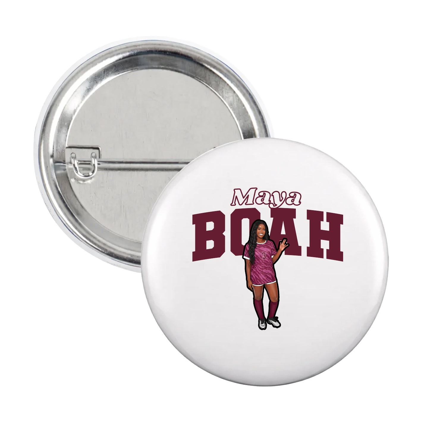Game Day Button — Name Arch in White