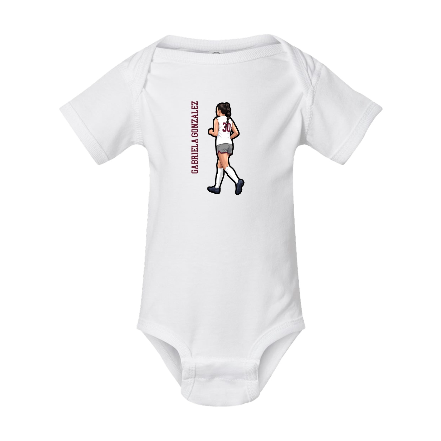 Baby Onesie — Name Vertical in White