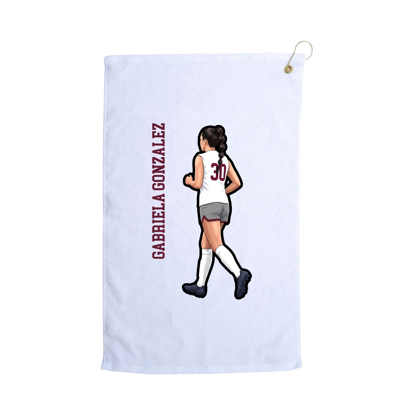 Golf Towel — Name Vertical in White