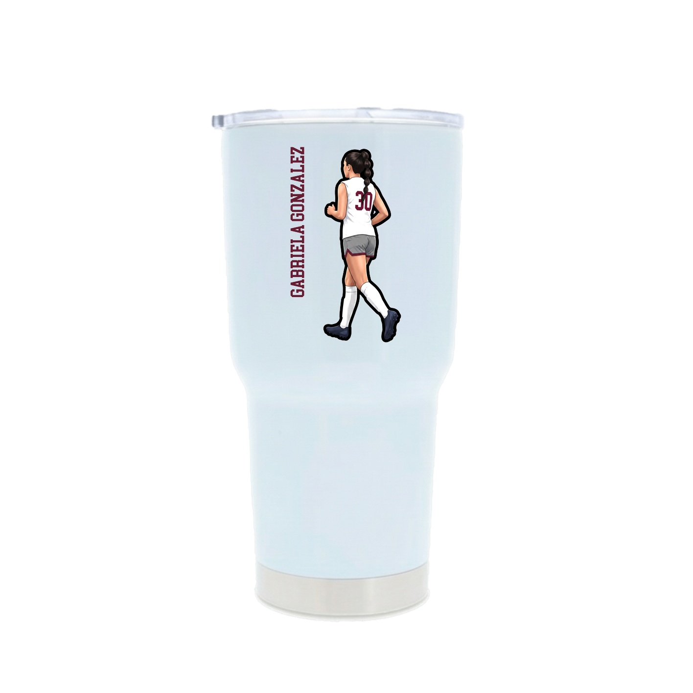 30oz Stainless Steel Tumbler — Name Vertical in White