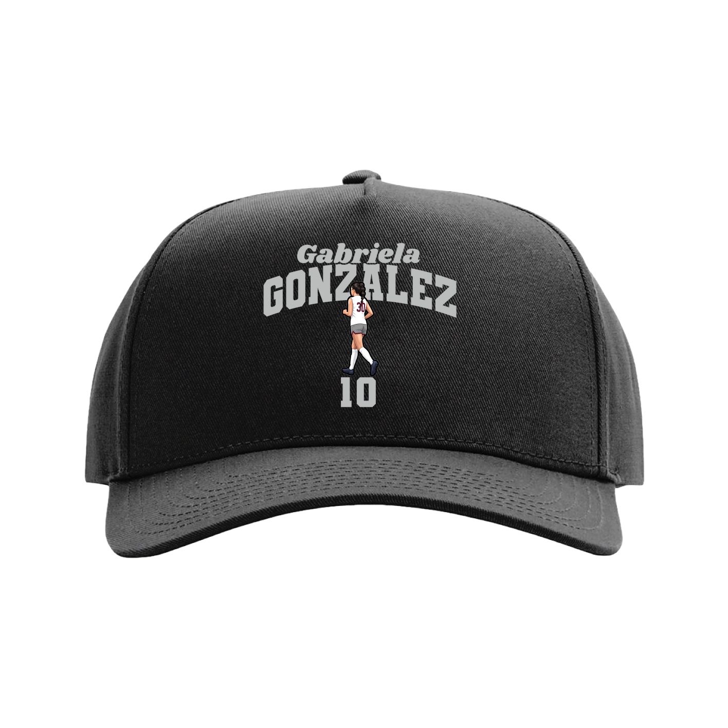 Full Fabric Five-Panel Champ Cap — Signature Arch in Black