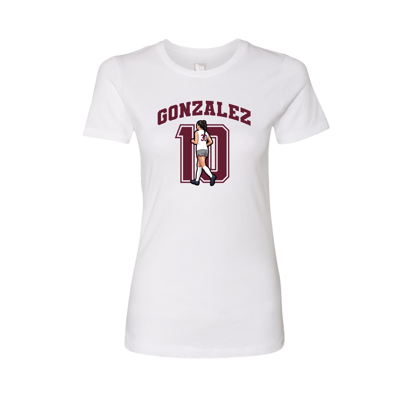 Fitted Women's Tee — Number in White