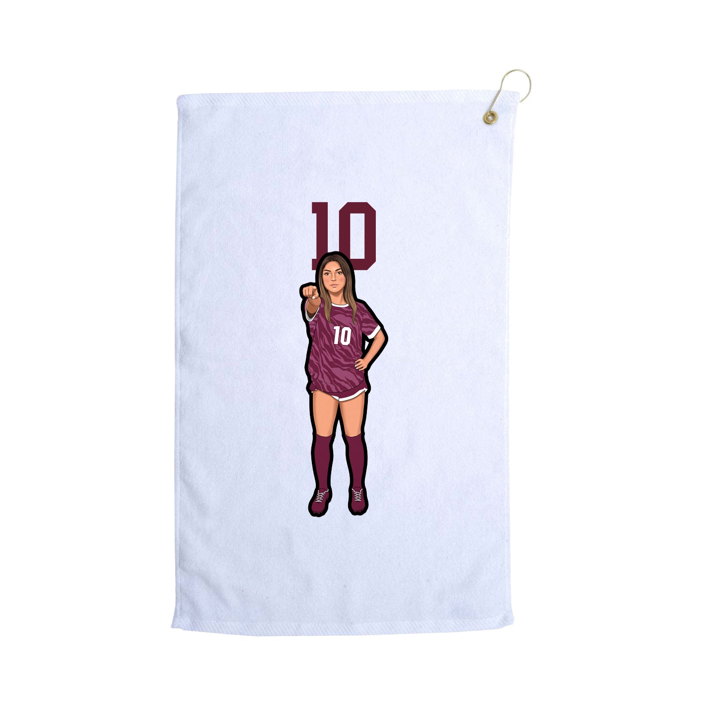 Golf Towel — Number Top in White