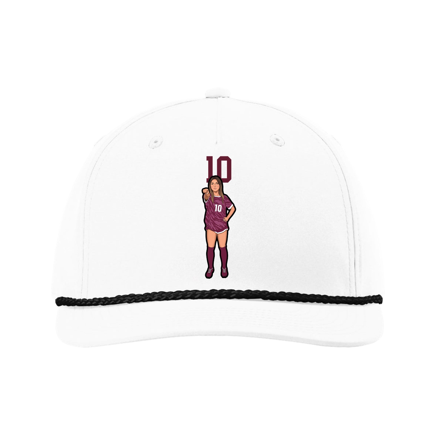 Five-Panel Classic Rope Cap — Number Top in White