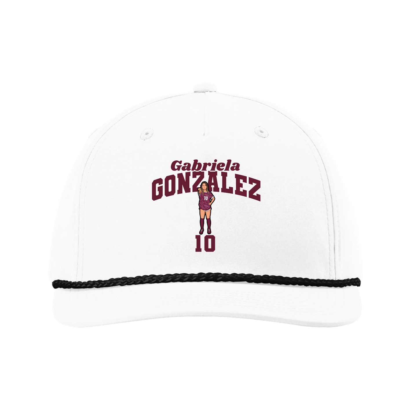 Five-Panel Classic Rope Cap — Signature Arch in White