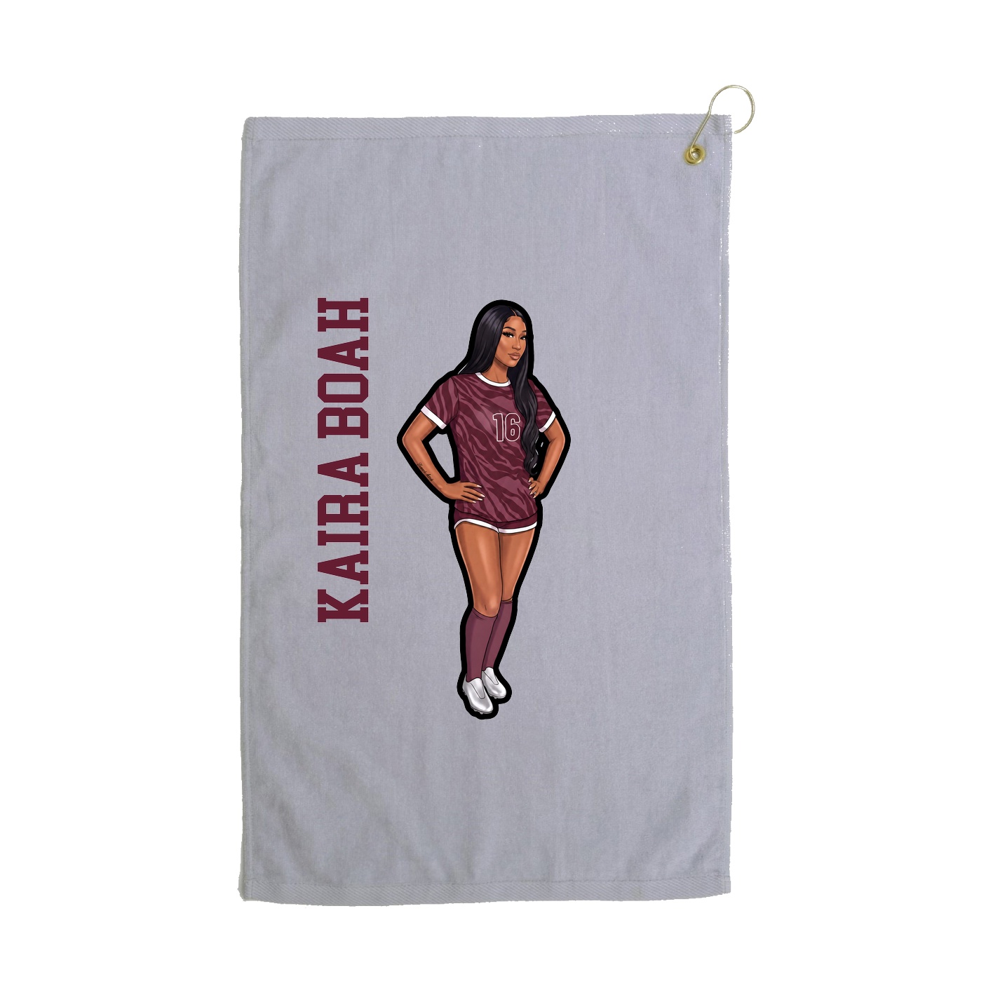 Golf Towel — Name Vertical in Grey