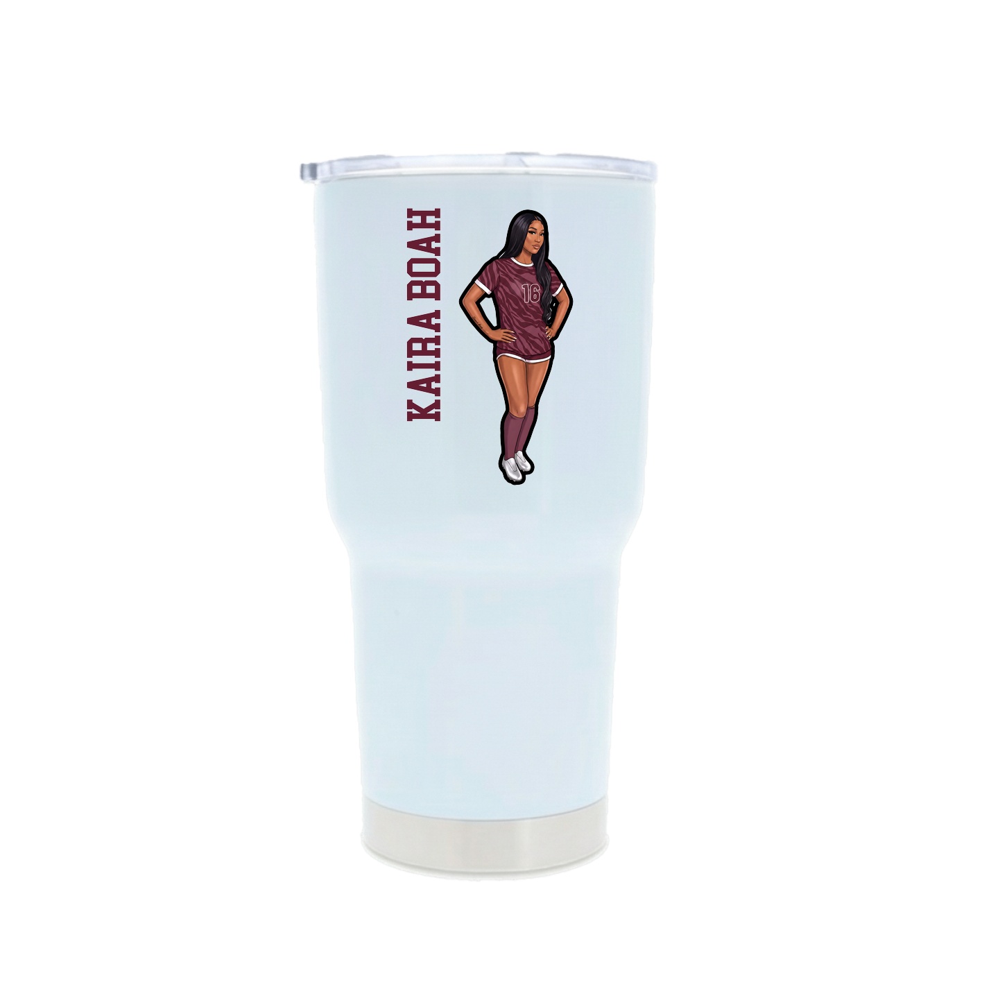 30oz Stainless Steel Tumbler — Name Vertical in White