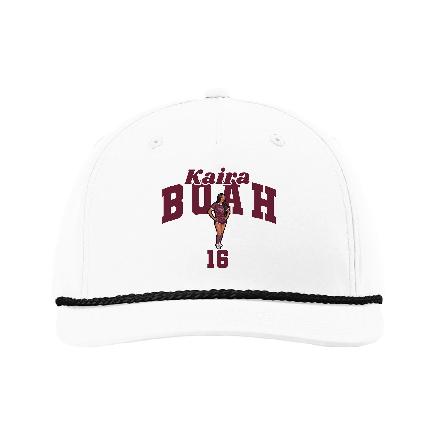 Five-Panel Classic Rope Cap — Signature Arch in White
