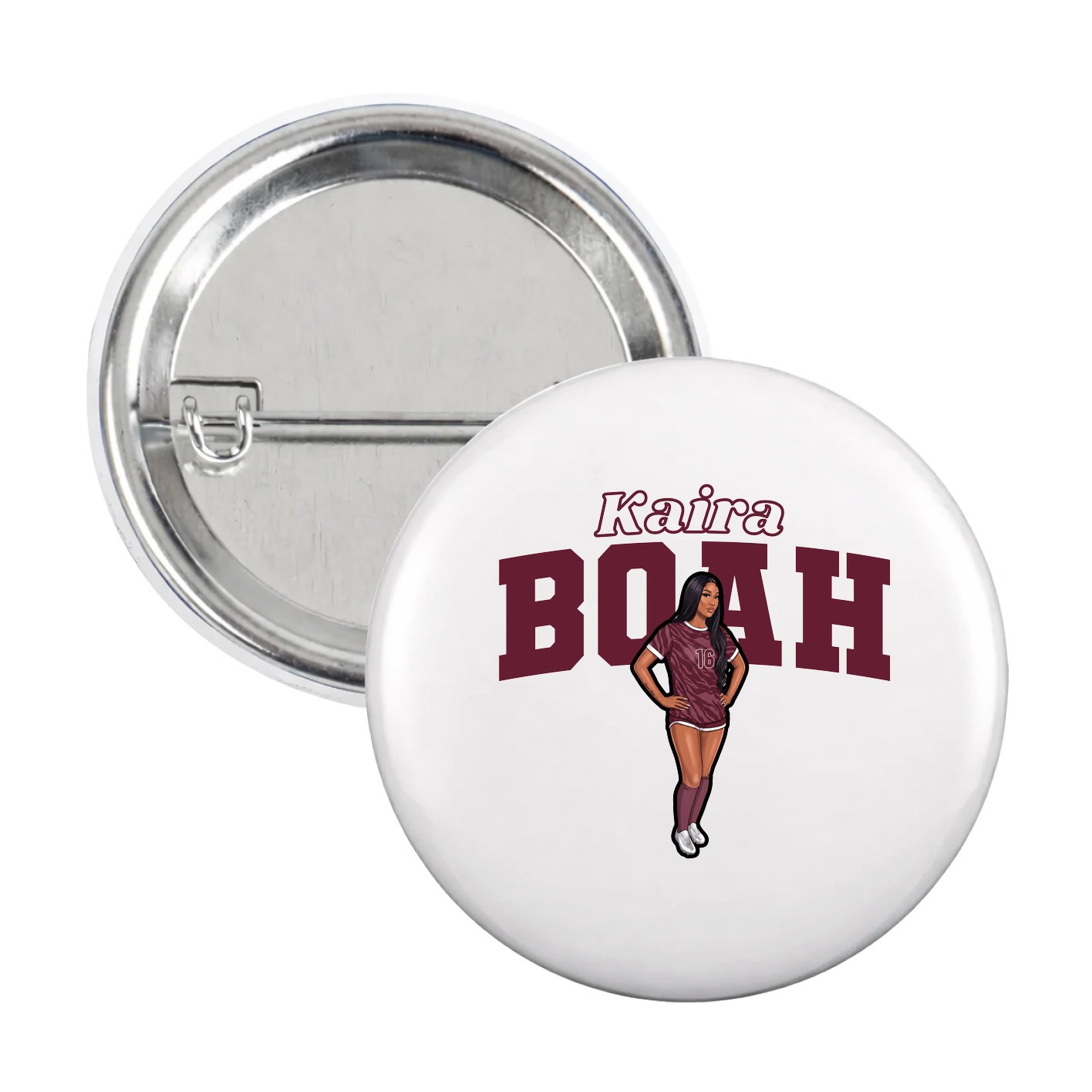 Game Day Button — Name Arch in White