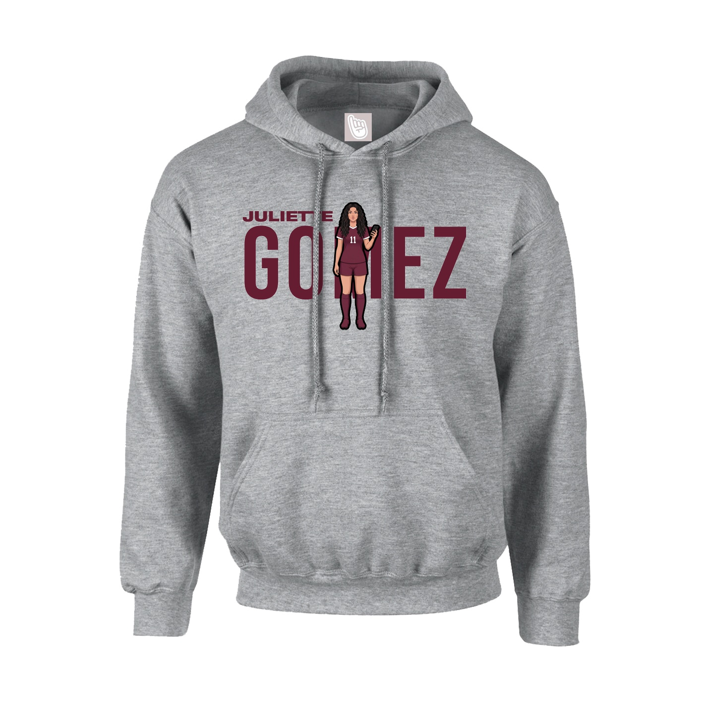 Youth Hoodie — Player Name in Grey