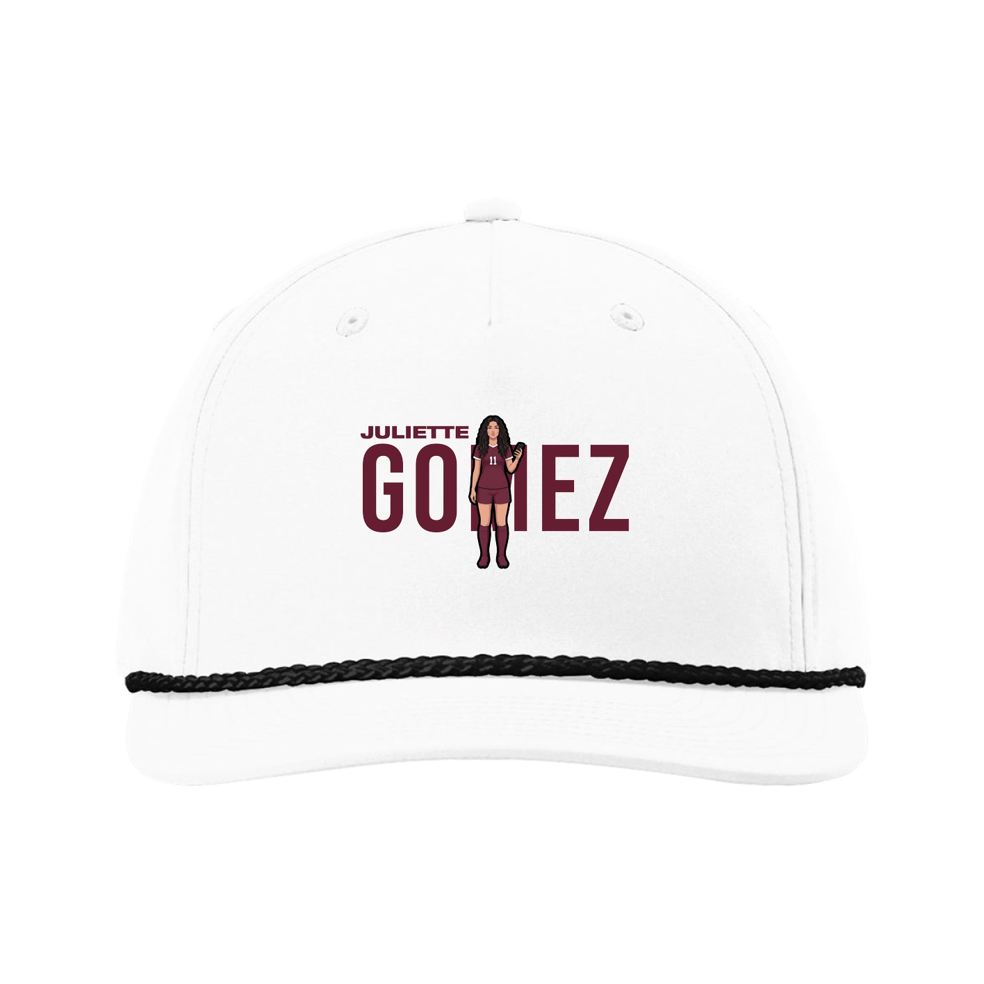 Five-Panel Classic Rope Cap — Player Name in White