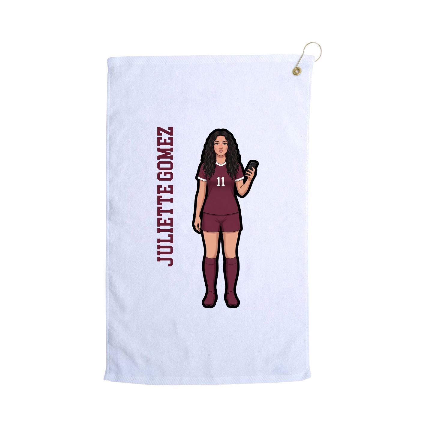 Golf Towel — Name Vertical in White