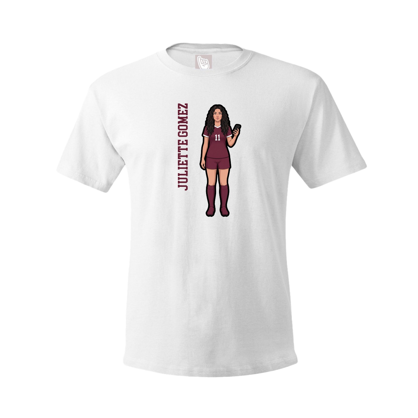 Tee — Name Vertical in White