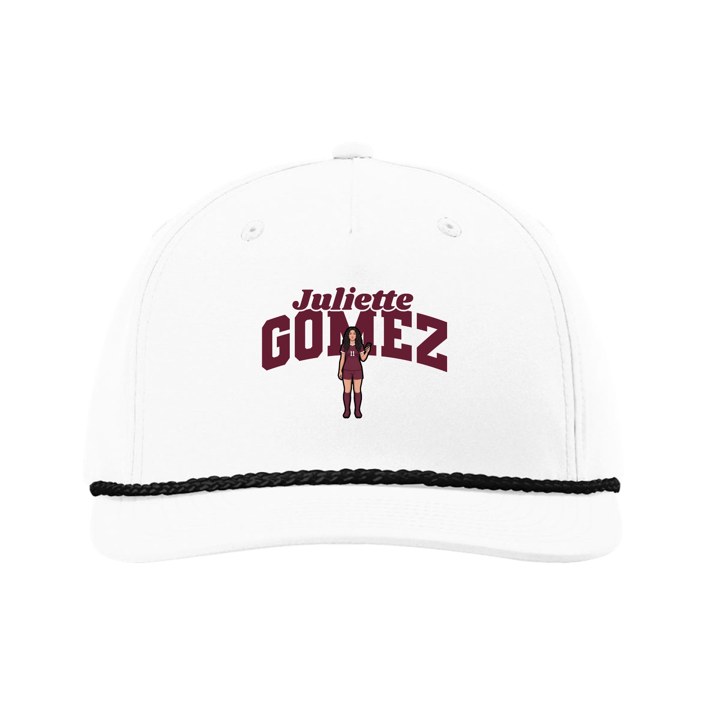 Five-Panel Classic Rope Cap — Signature Arch in White