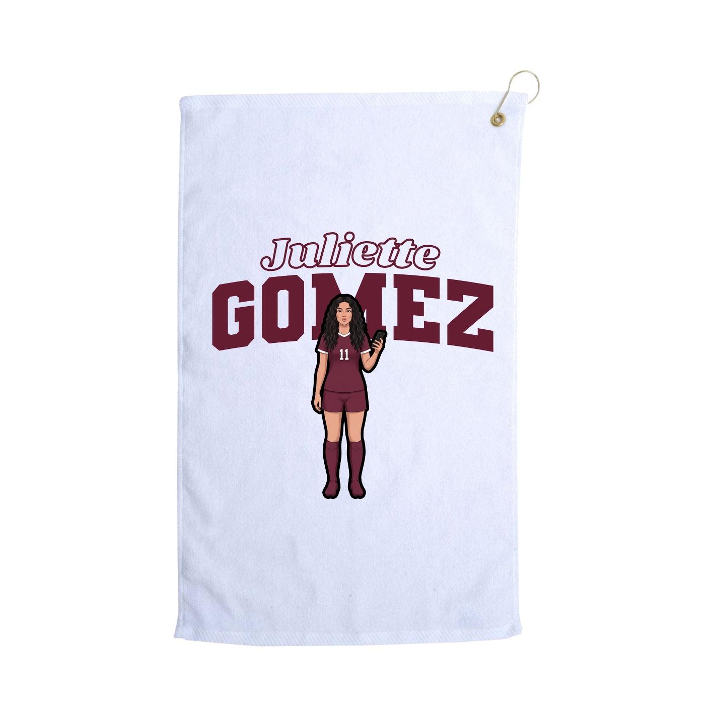 Golf Towel — Name Arch in White
