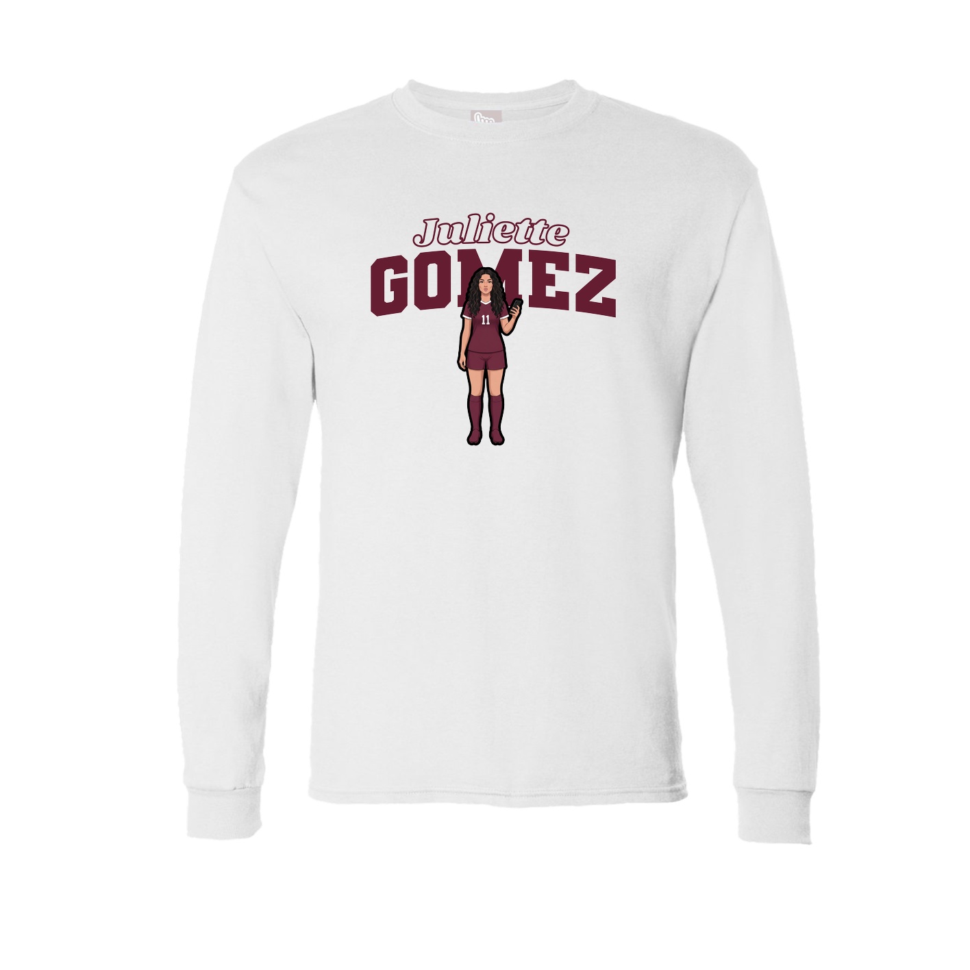 Long Sleeve Tee — Name Arch in White
