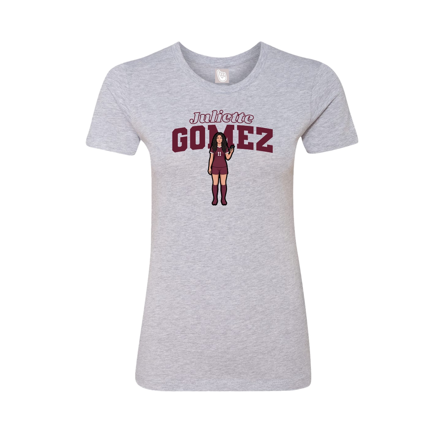 Fitted Women's Tee — Name Arch in Grey