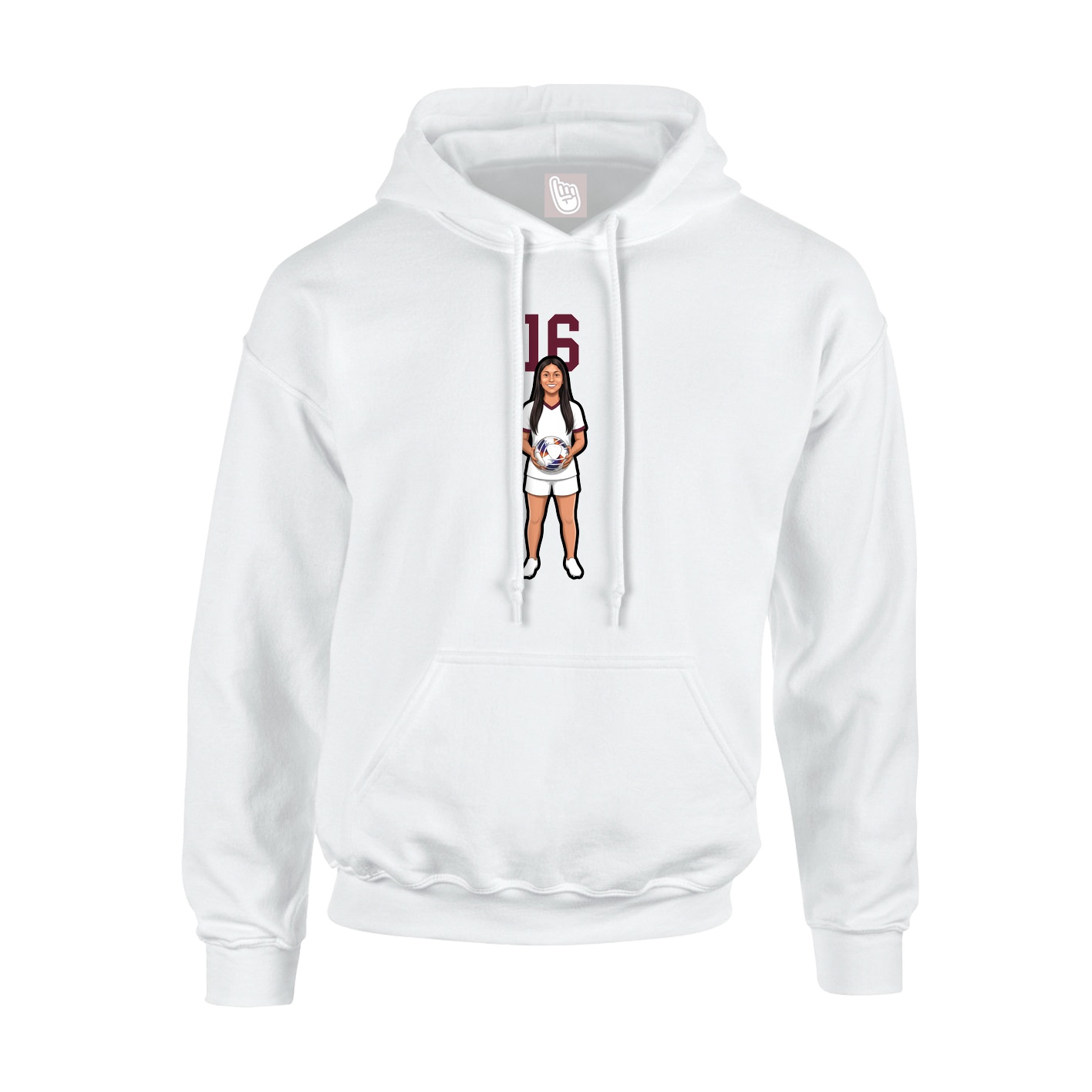 Youth Hoodie — Number Top in White