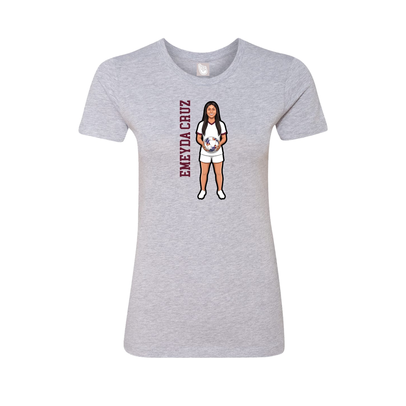 Fitted Women's Tee — Name Vertical in Grey