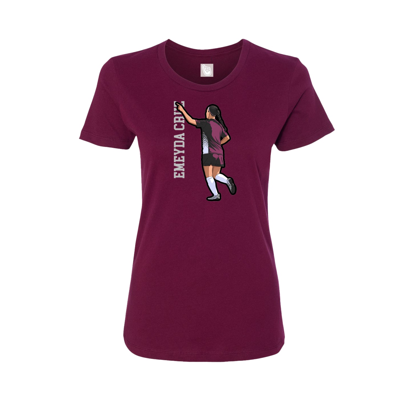 Fitted Women's Tee — Name Vertical in Maroon