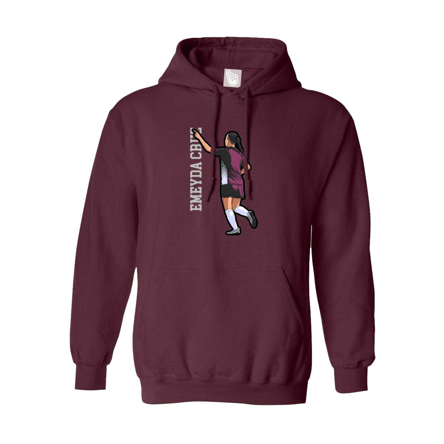 Hoodie — Name Vertical in Maroon