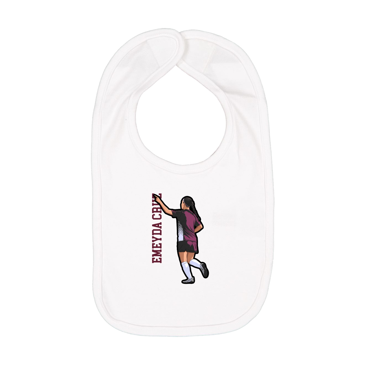 Infant Bib — Name Vertical in White