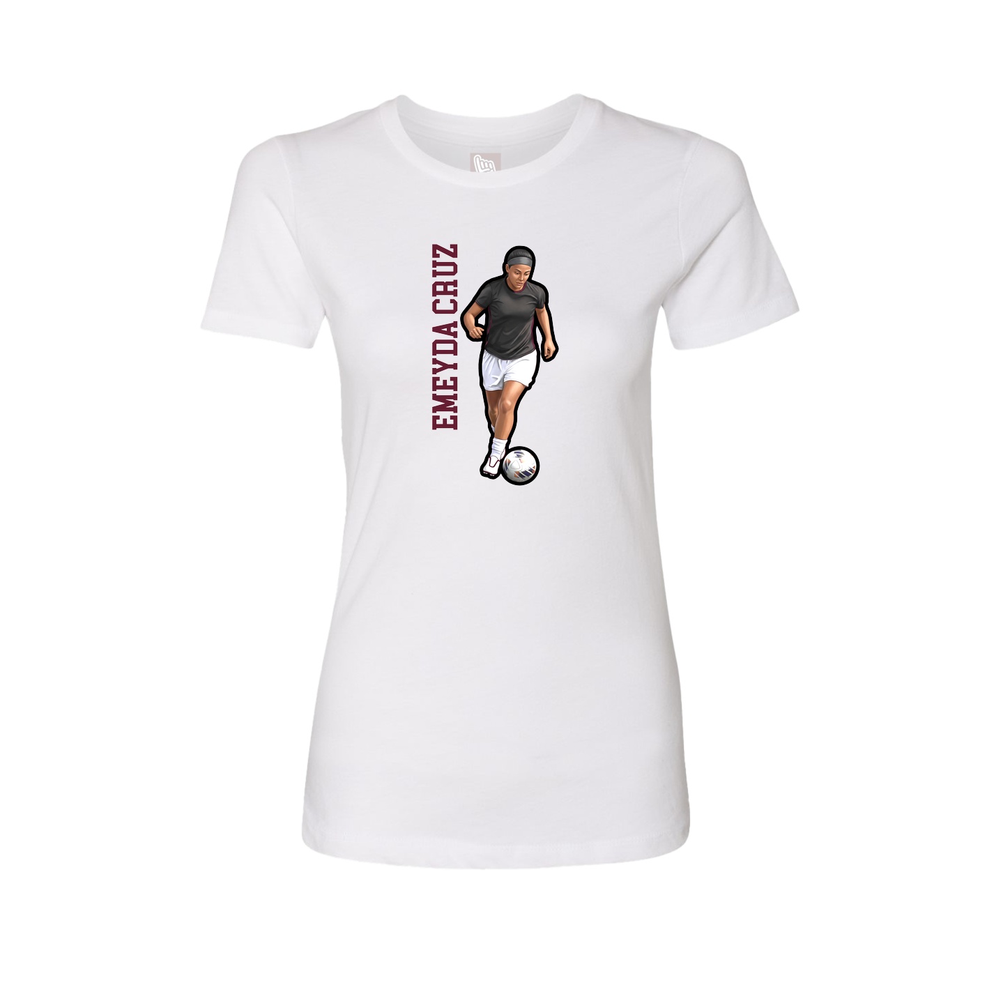Fitted Women's Tee — Name Vertical in White