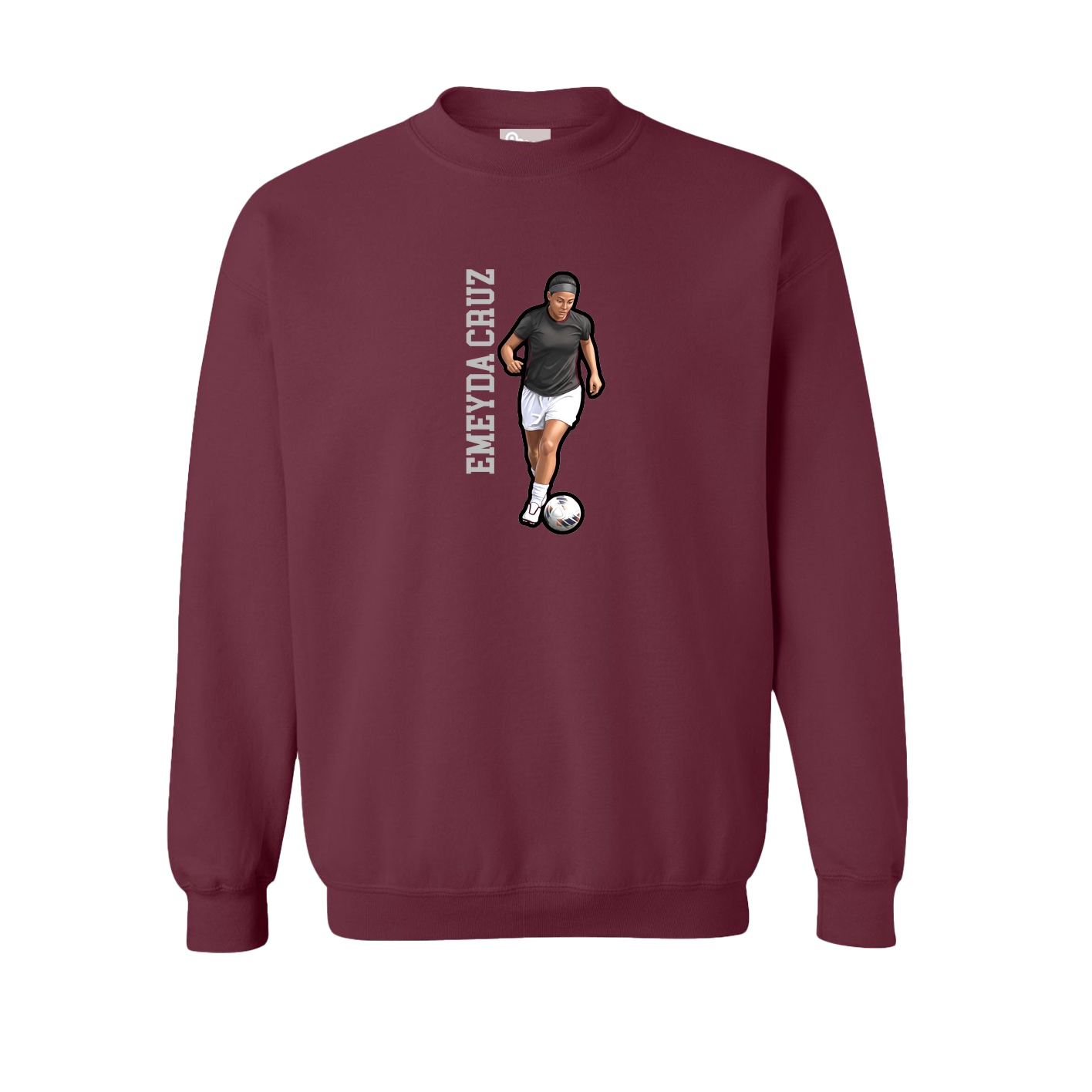 Fleece Crew — Name Vertical in Maroon