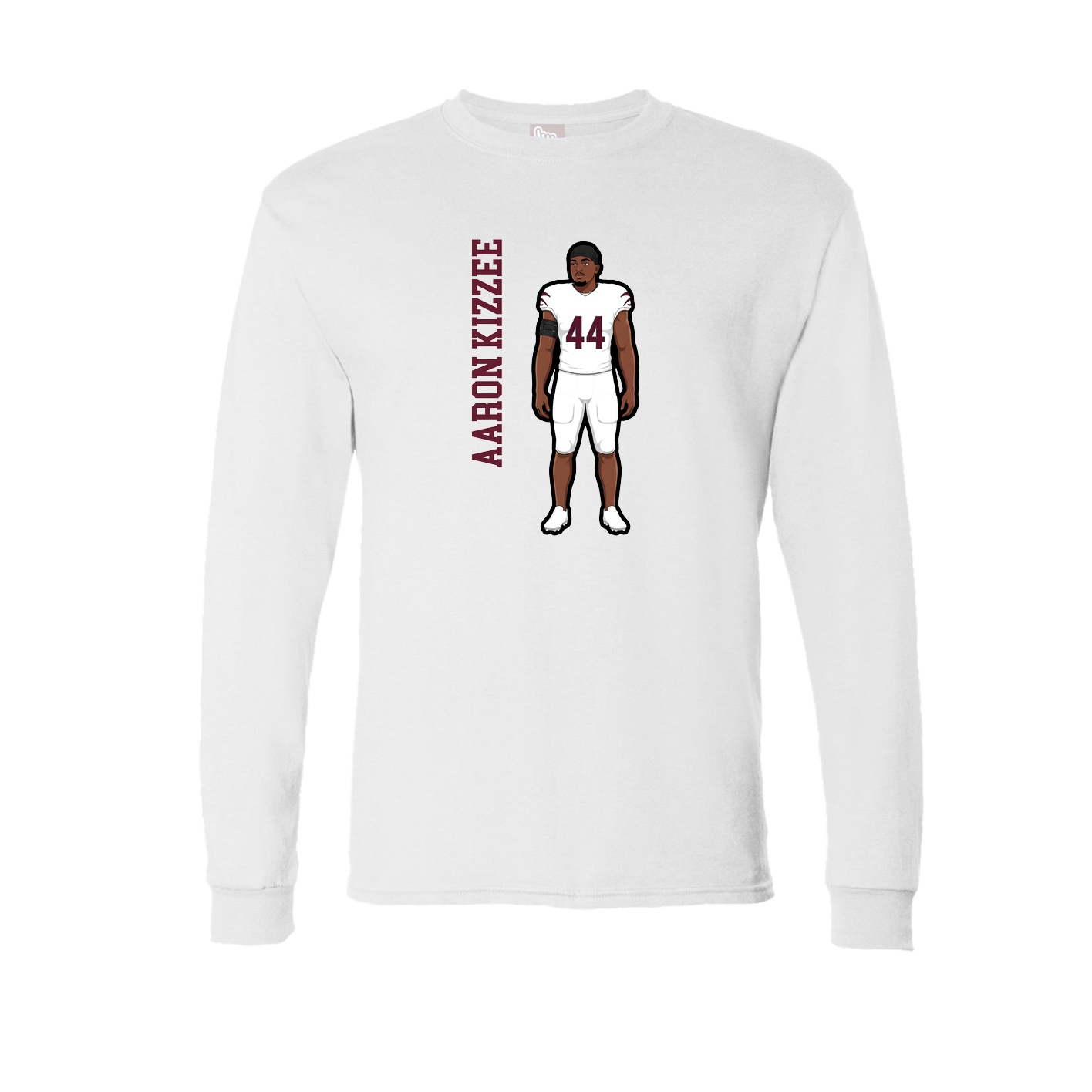 Long Sleeve Tee — Name Vertical in White