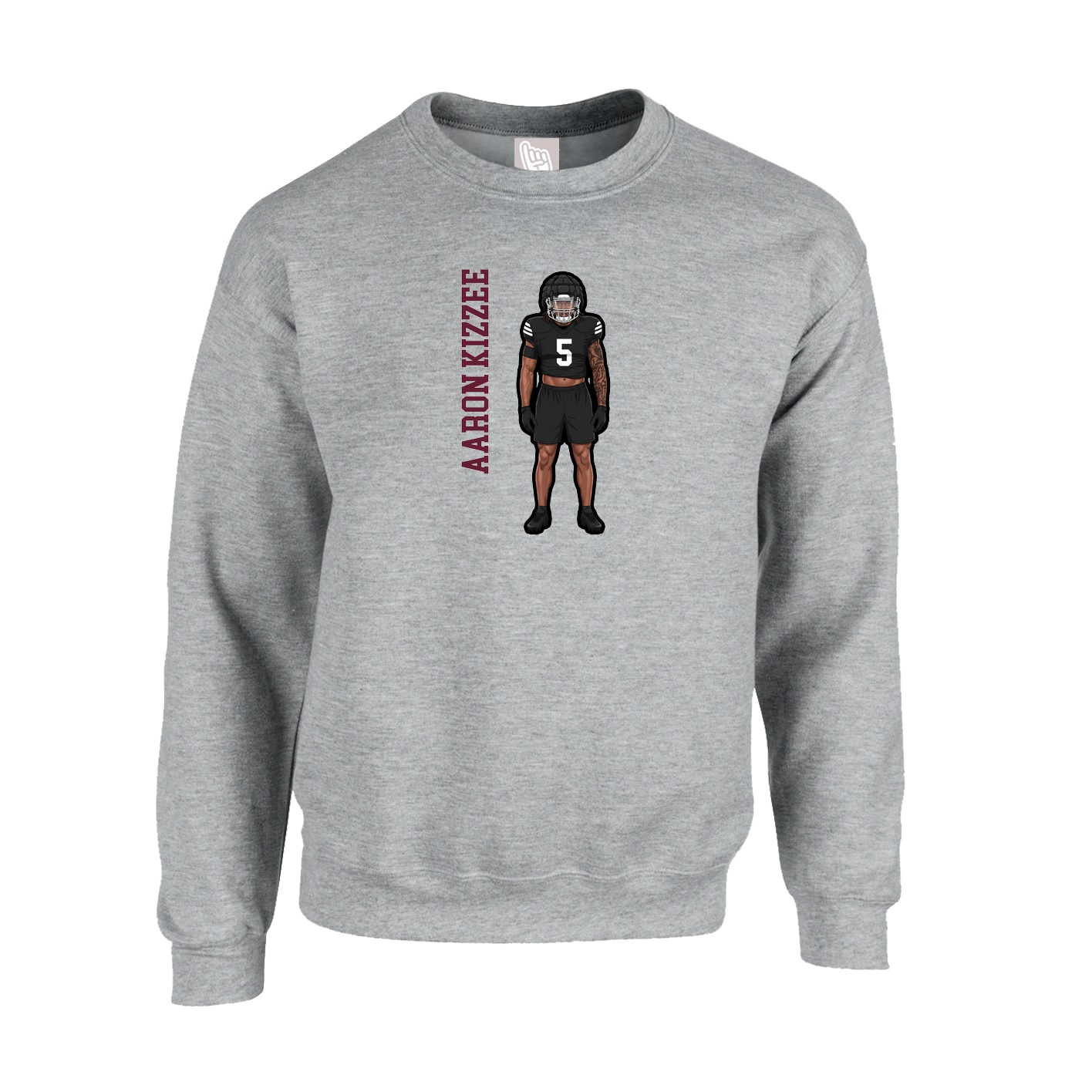 Fleece Crew — Name Vertical in Grey
