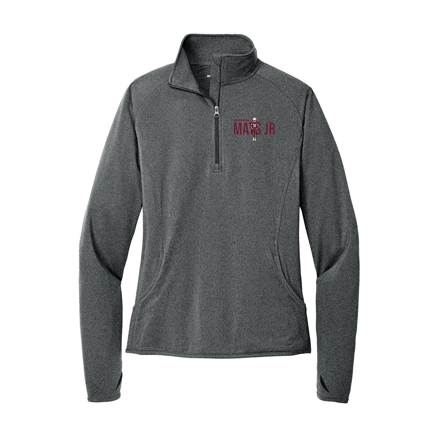 Women's Q-Zip Pullover — Player Name in Grey