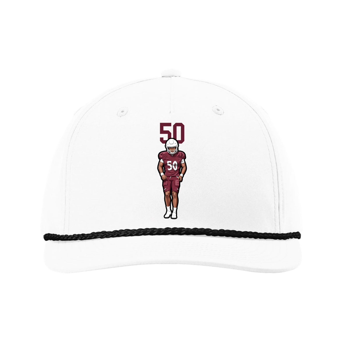 Five-Panel Classic Rope Cap — Number Top in White