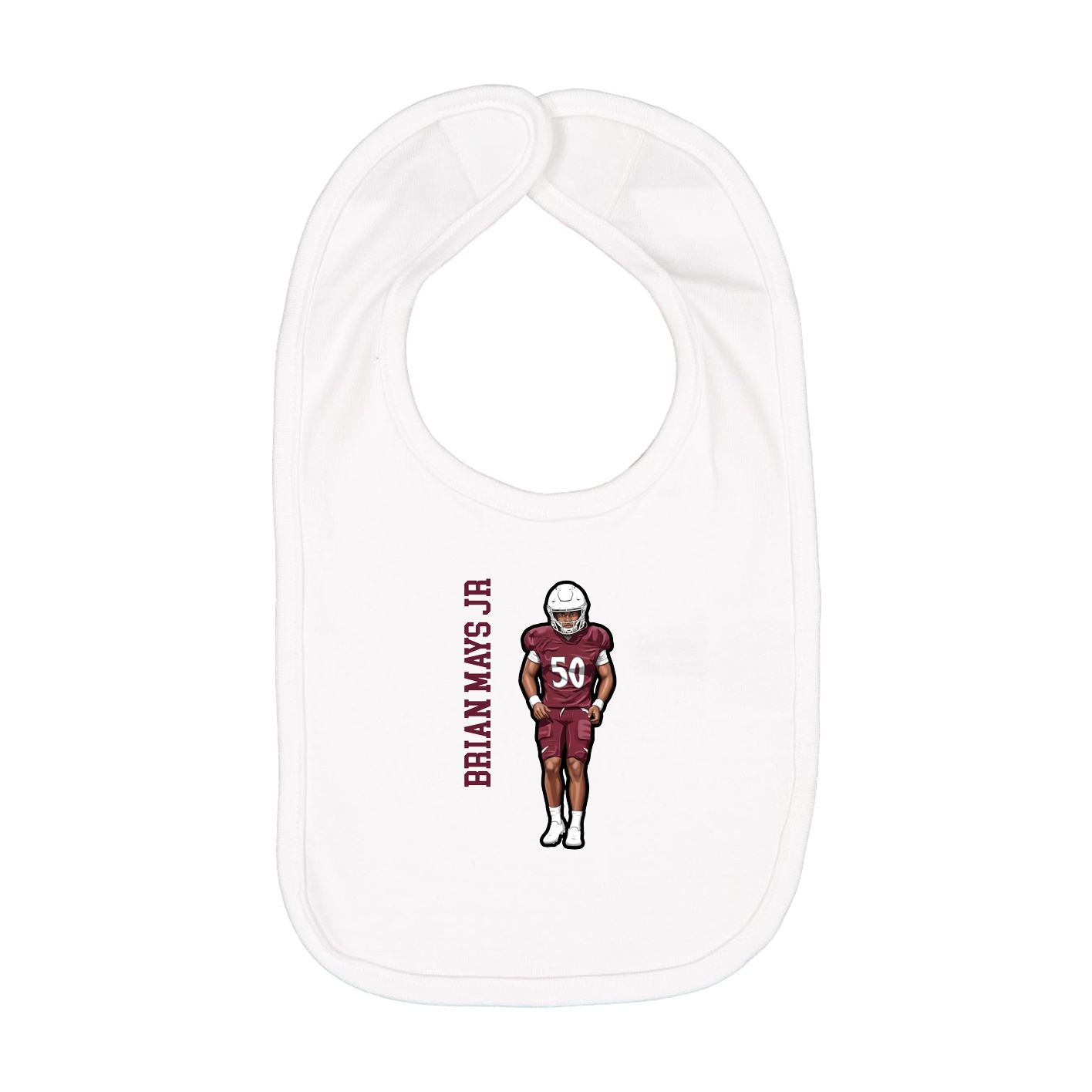 Infant Bib — Name Vertical in White