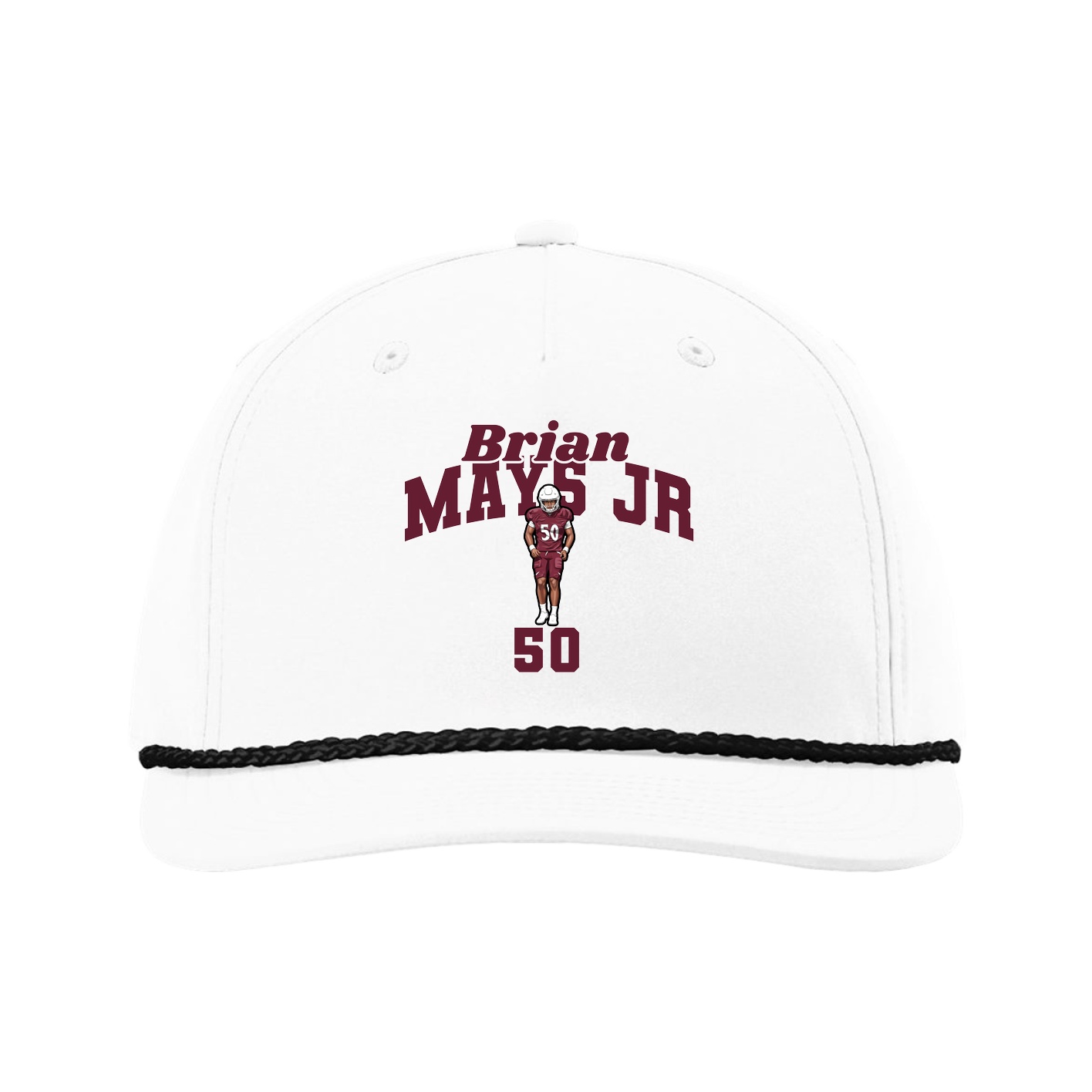 Five-Panel Classic Rope Cap — Signature Arch in White