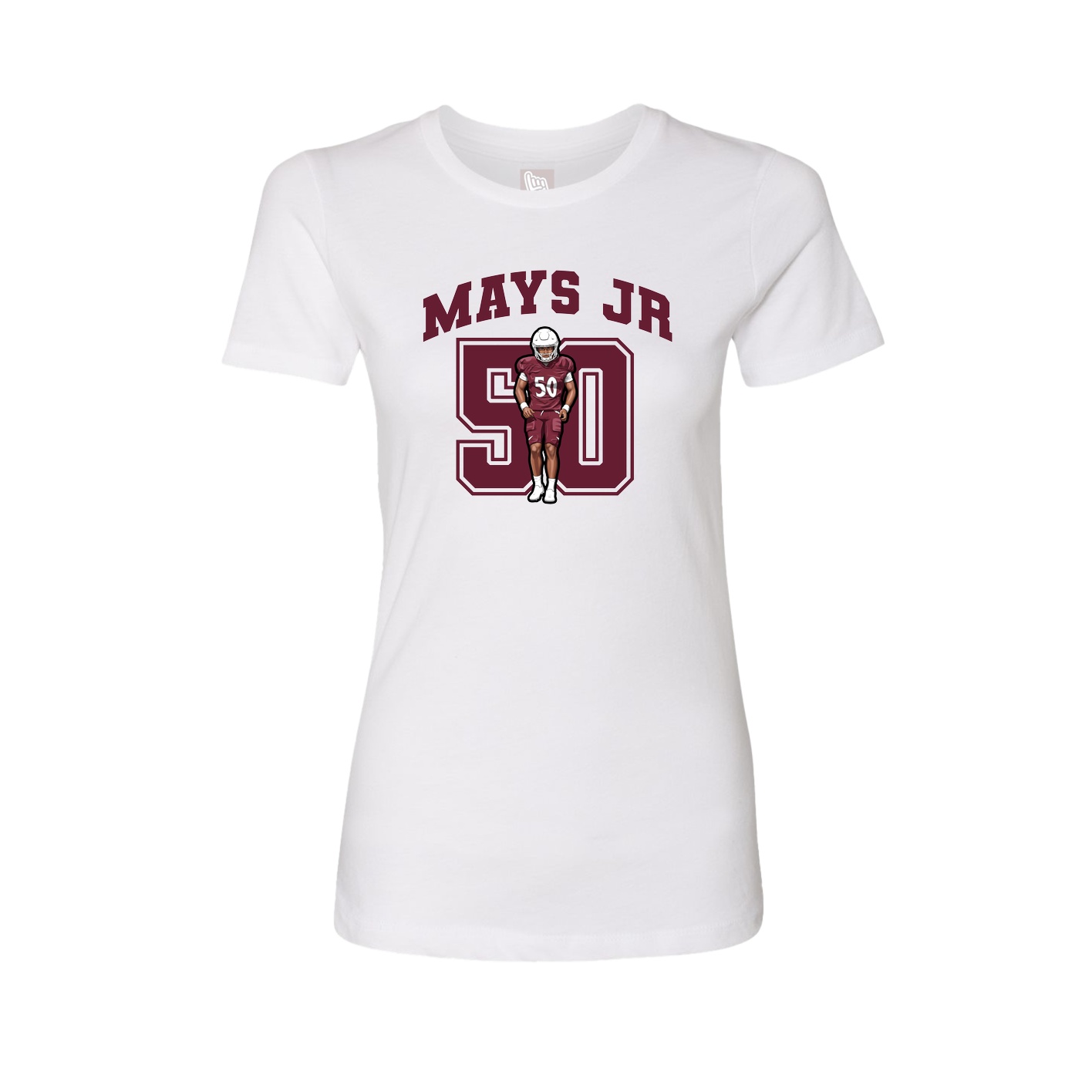 Fitted Women's Tee — Number in White