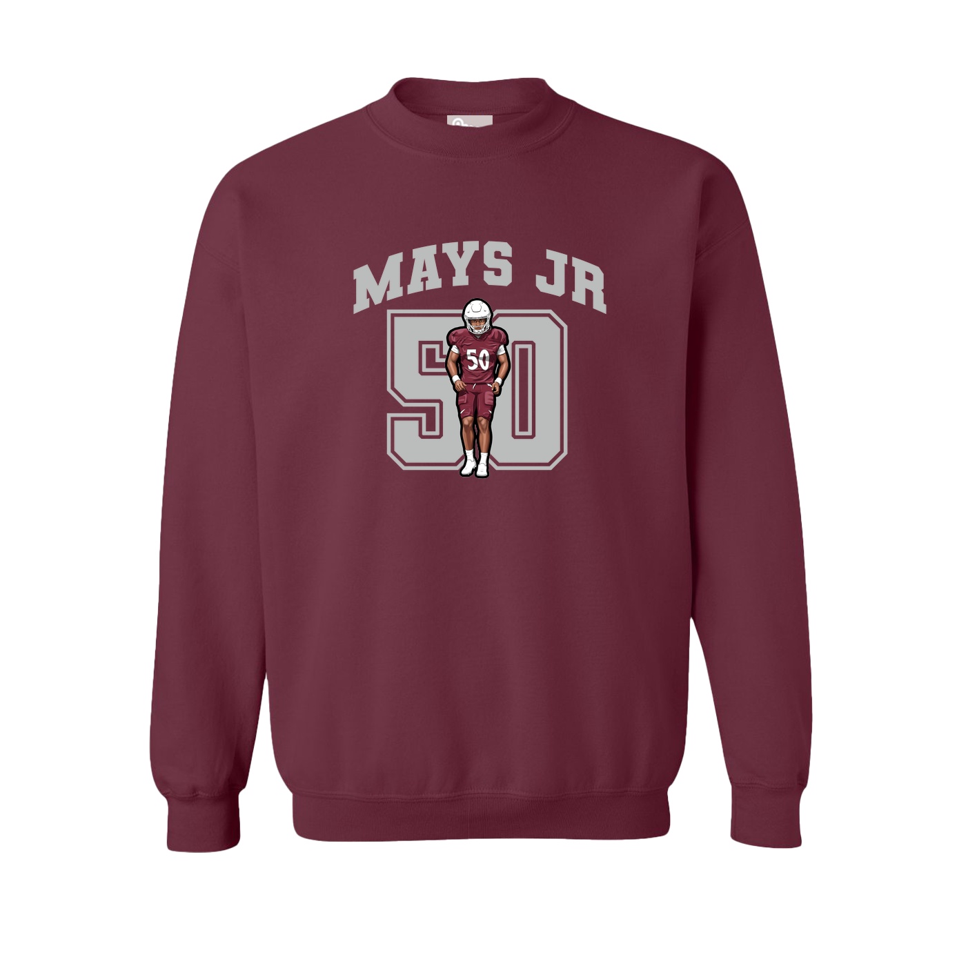 Fleece Crew — Number in Maroon