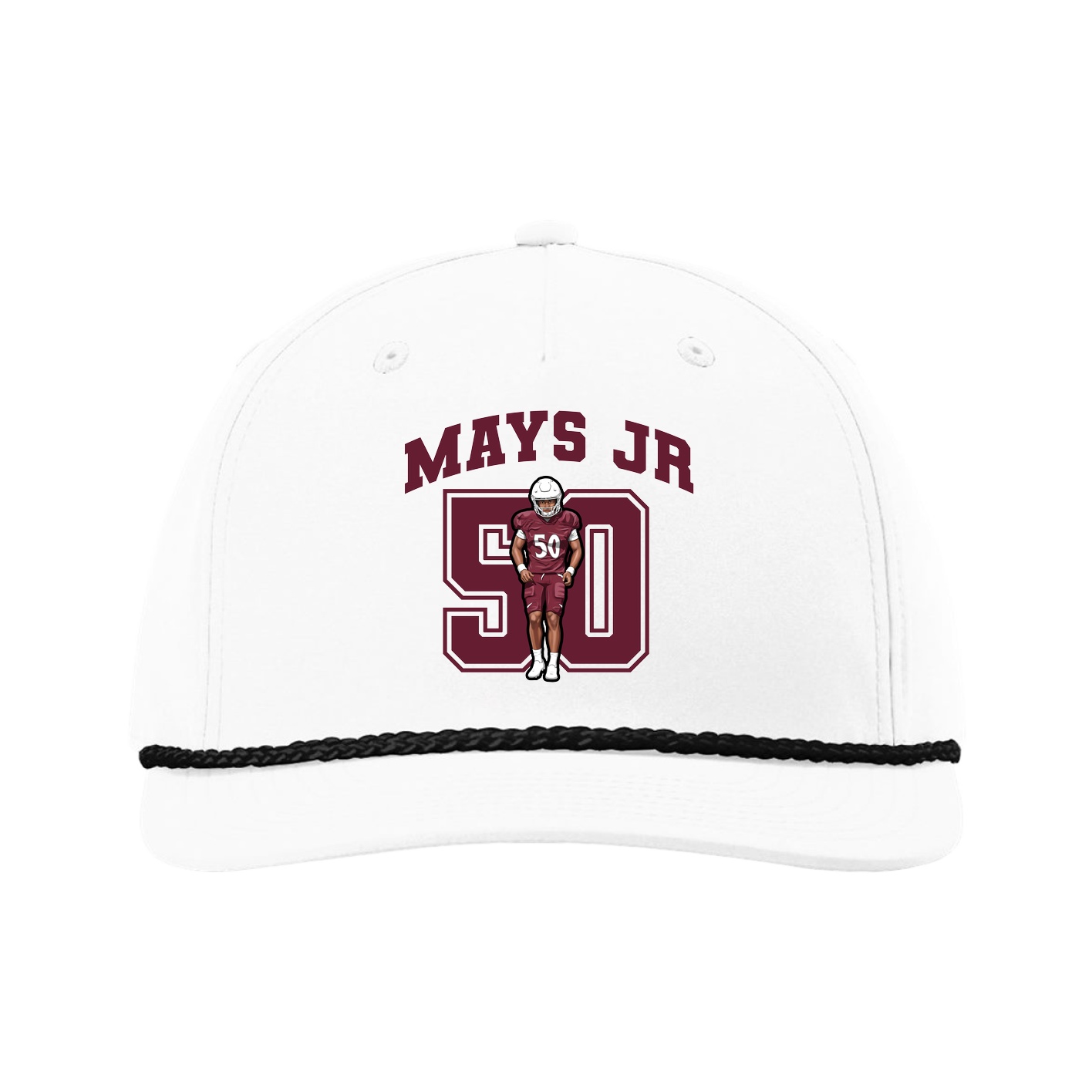 Five-Panel Classic Rope Cap — Number in White