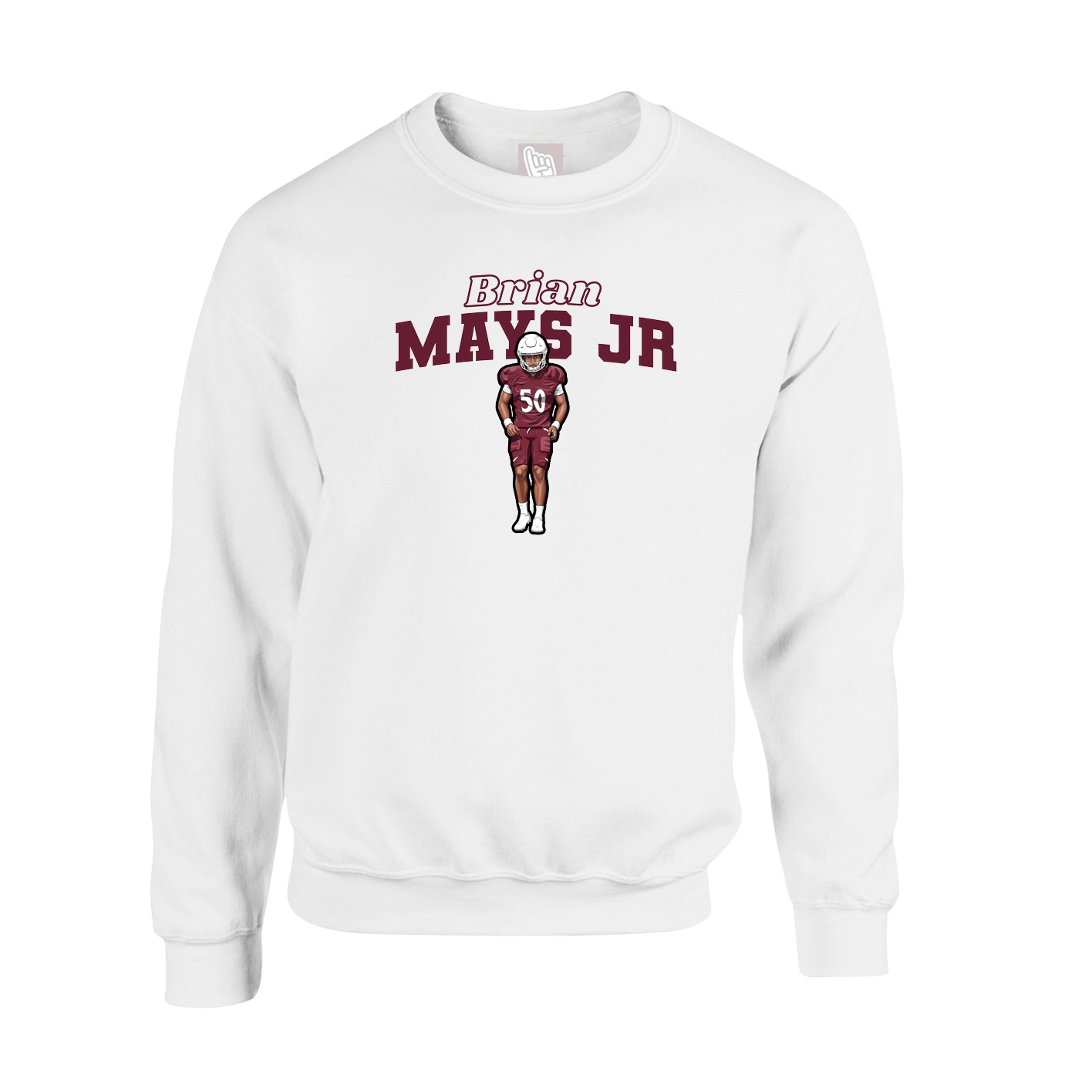 Fleece Crew — Name Arch in White