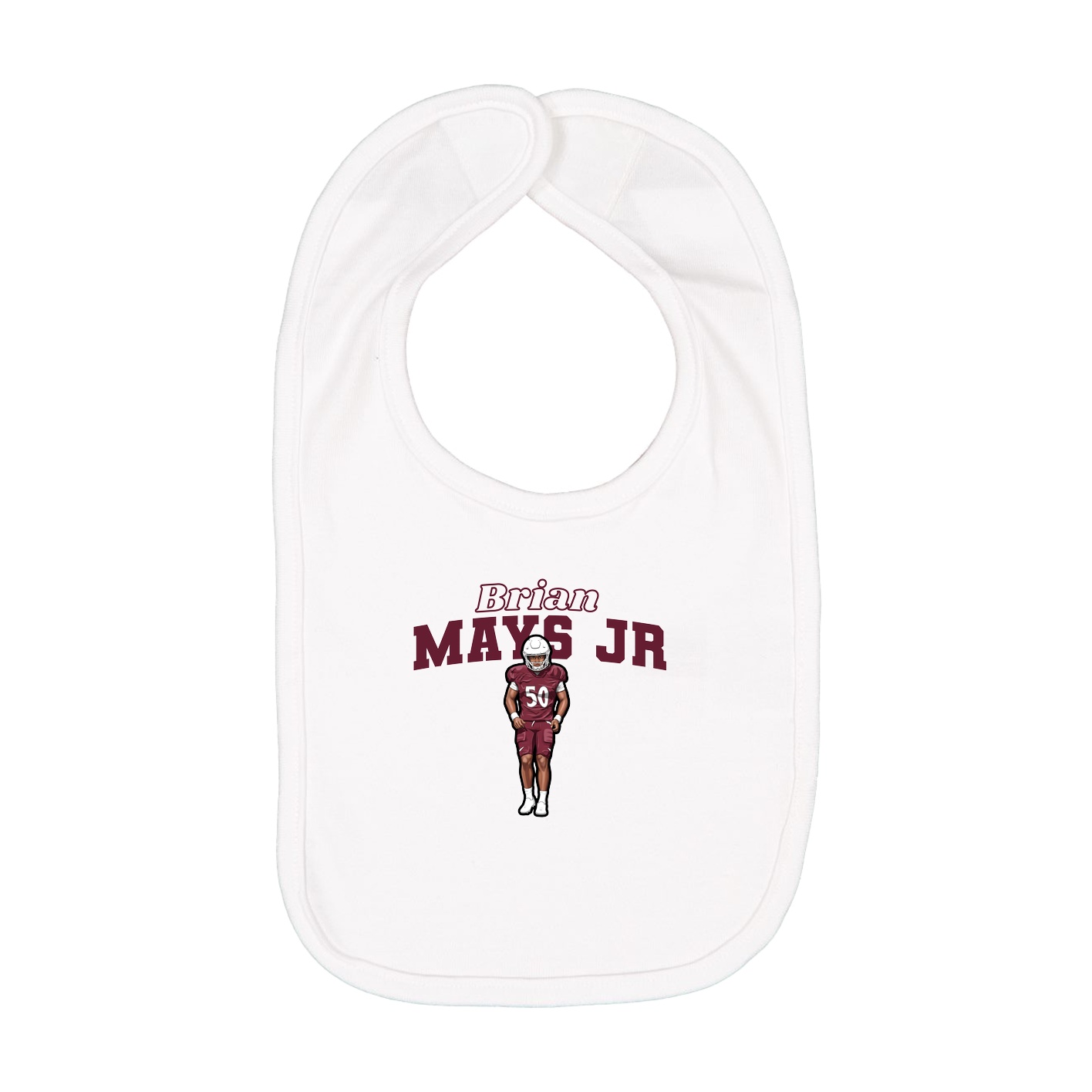Infant Bib — Name Arch in White
