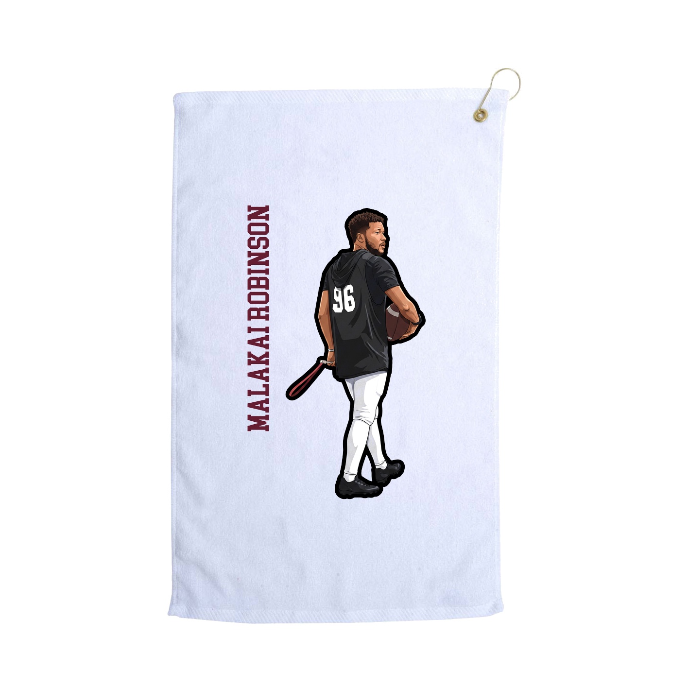 Golf Towel — Name Vertical in White