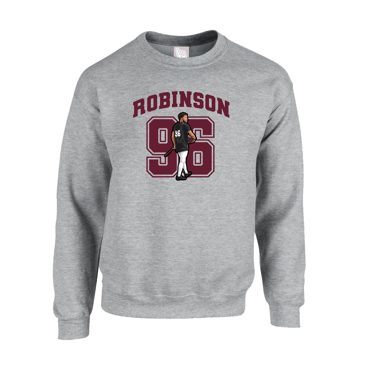 Fleece Crew — Number in Grey