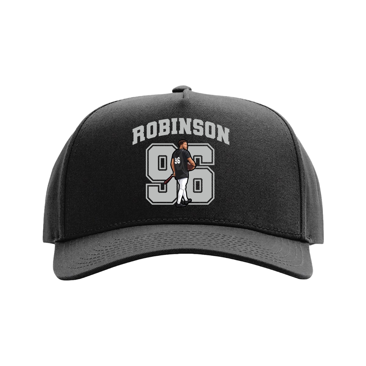 Full Fabric Five-Panel Champ Cap — Number in Black